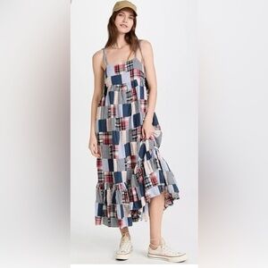 The Great. The Dainty Midi Dress in Patchwork Plaid. Size 1.